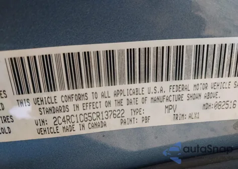 2012 Chrysler Town & Country Touring-L из США, поврежденный, VIN 2C4RC1CG5CR137622